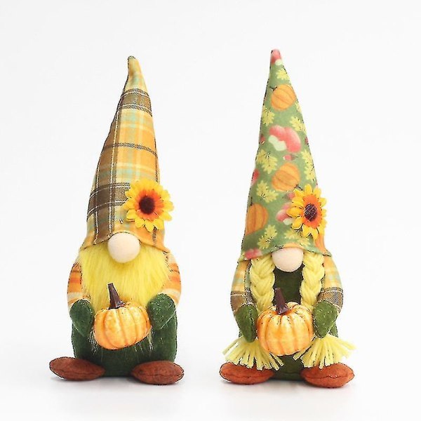 2 Pcs Large Handmade Halloween Pumpkin Swedish Gnomes Plushthanksgiving