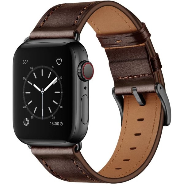 Kompatibel med Apple Watch Band 41mm 40mm 38mm, ægte Lea