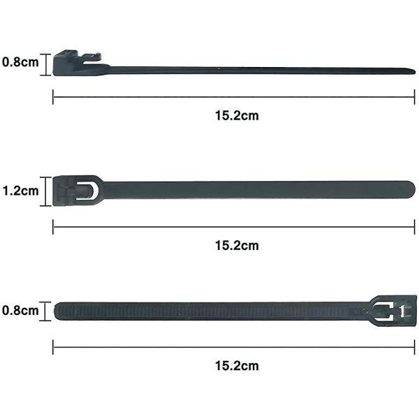 [50-pakning] Gjenbrukbare kabelbånd, ultrasterke nylon fleksible kabelbånd