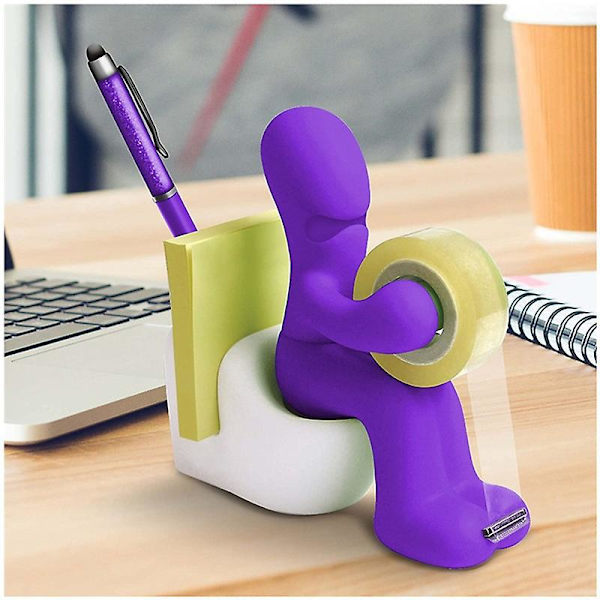 (Pink farve) Kontorartikler - Sjov tape dispenser - Sjovt og sejt skrivebordstilbehørsholder med rulle tape, papirclips, klæbememoer og pen inkluderet