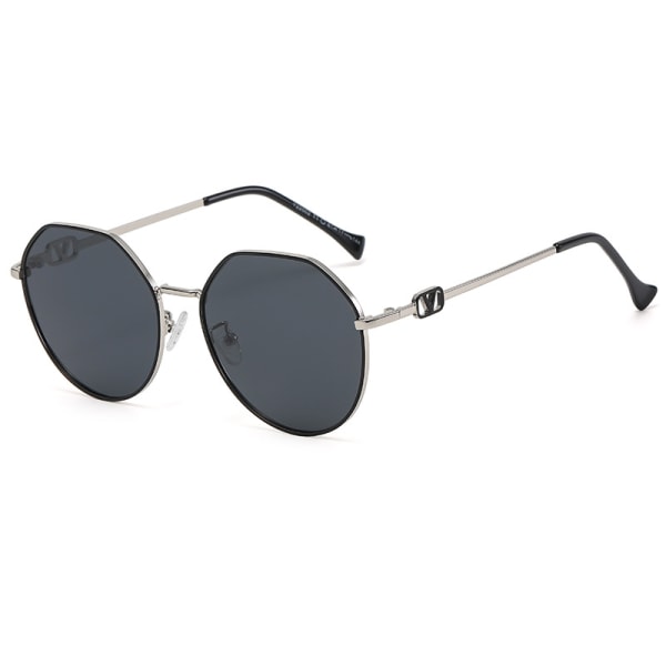 Snygga UV-skyddande Aviator-solglasögon i metall. Glam Presenter för kvinnor, 59 mm