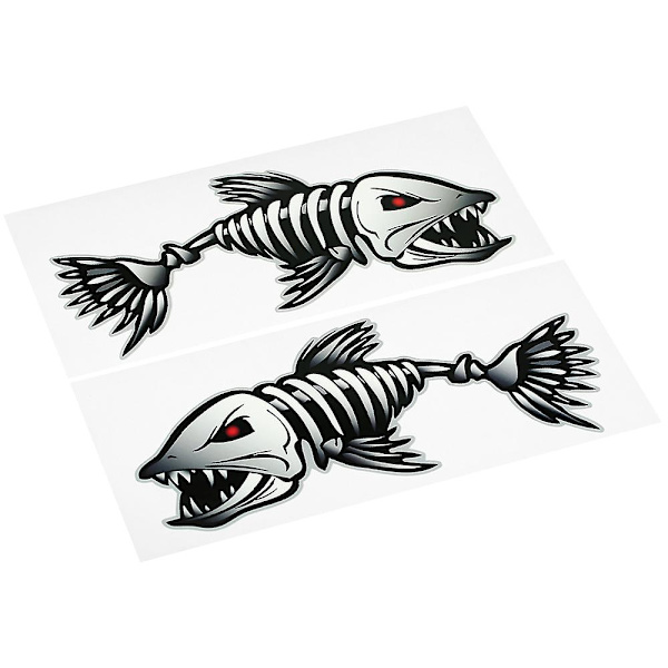 2 stk. fiske tenner munn klistremer skjelett fisk klistremer fiskebåt kano kajakk grafikk tilbehør