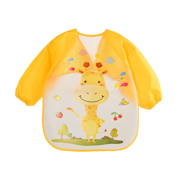 Barnhaklapp anti-smuts långärmad anti-kläder baby söt matficka Yellow Giraffe + Random Piece