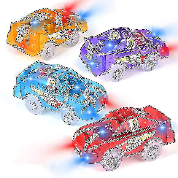 4 kappaleen korvaavat rata-autot, valaistu lelukilpa-autot
