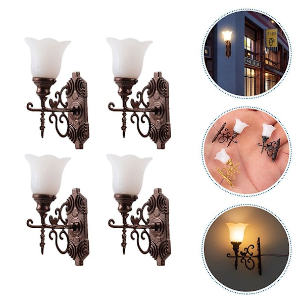 5 stk Mini husvegglamper Miniatyr vegglamper Dukkehus