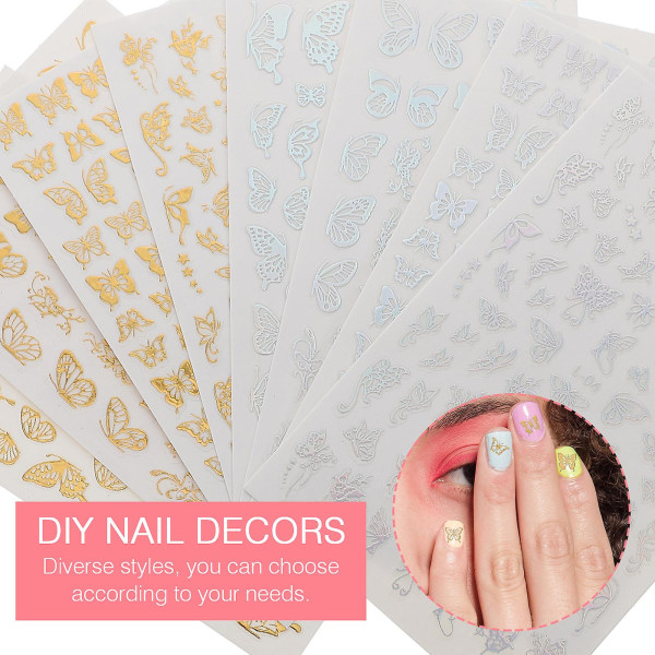 8 ark Calcomanias Para Uas Glitter Nail Art Fingernegle klistremerker Nail Stickers Nail Art Nail Art Stickers Nail Design