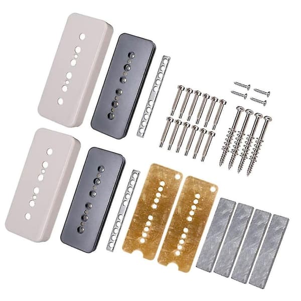 1 Set Gitarr Humbucker Pickup Kits Mässingsskydd och Basplatta Silver Polskruvar För Elgitarr