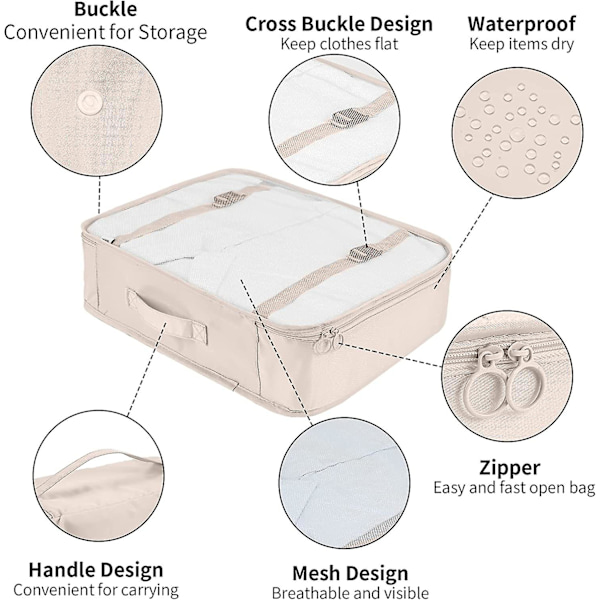 Resväskeorganisatör Set med 10 Packningskuber Resväskeorganisatör Set Beige