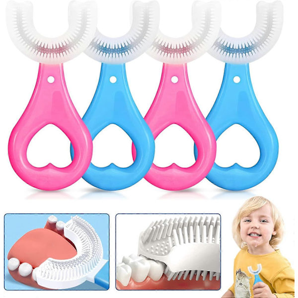 U-formad Tandborste Barn 4-pack - Småbarnstandborste 360 Oral Tandrengöringsdesign för Barntandborste