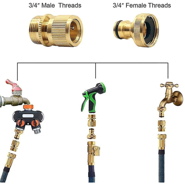 Hurtigkobling til haveslange i massivt messing - Hurtigkobling til haveslange - Vand