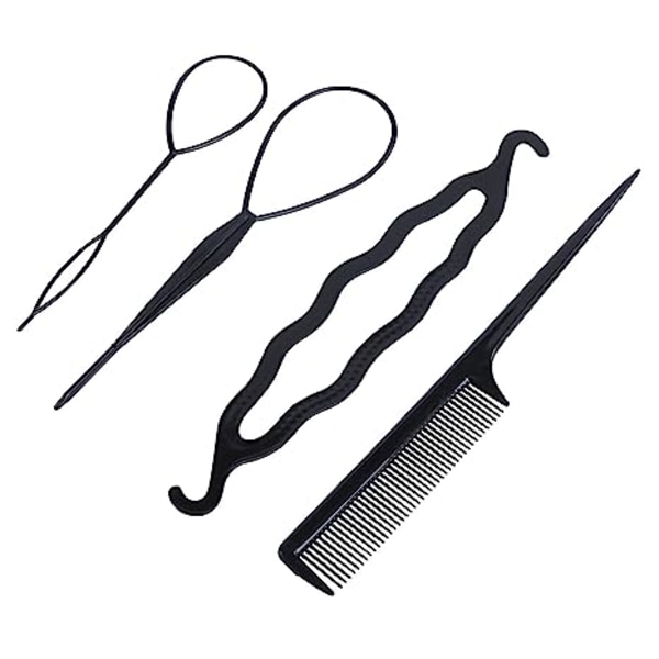4 stk hårfletteverktøy, DIY hårstylingverktøy, fransk fletteverktøy Loo