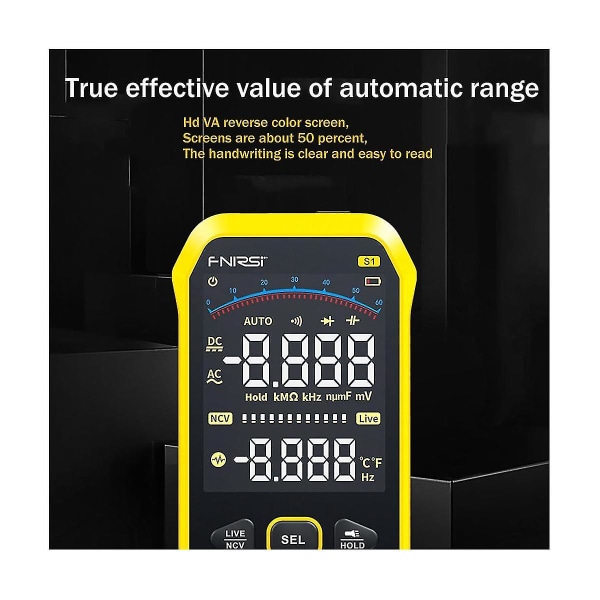 S1 Smart Digital Multimeter 9999 Tellinger AC Motstand Kondensator Diode NCV Hz Live Wire Display Te