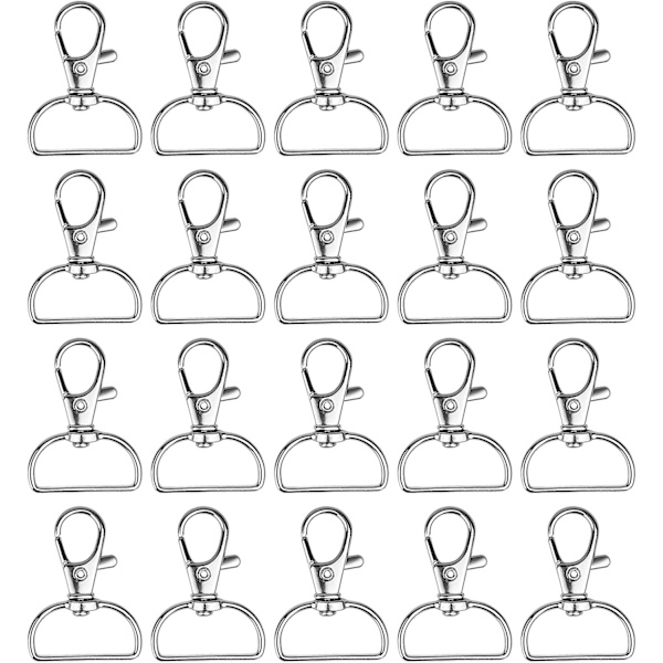 20 ställbara spännen i metall med D-ring i legering för nyckelringar
