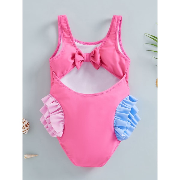Barn Toddler Baby Girl One Piece Baddräkt Beach Wear Ruffle Seahorse S Dark Pink S/90