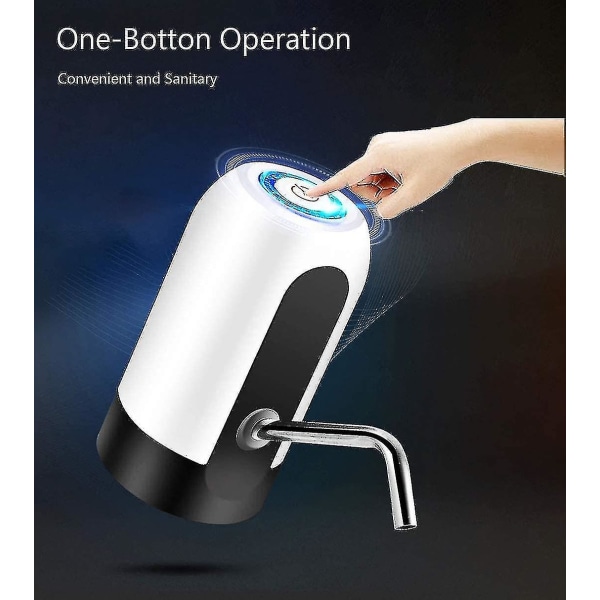 Vattenflaskpump 5 gallon vattenflaskautomat med USB laddning Automatisk pump för utomhus eller kök (vit)