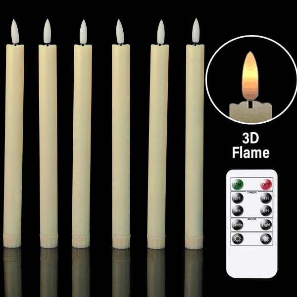 6 kpl välkkyviä liekettömät kynttilät Remote Co:n kanssa Beige 25.5cm