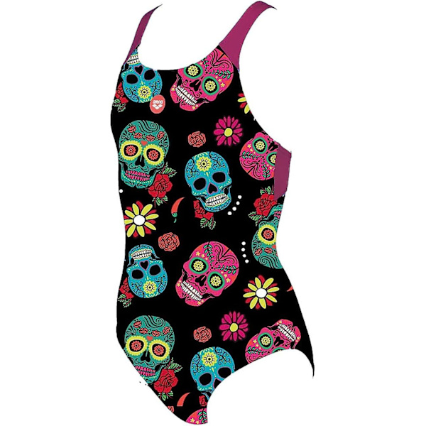 Flickans G Crazy Skulls Carnival Jr Swim Pro Back One Piece On