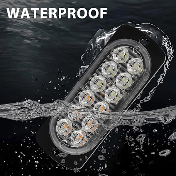4 stk. 12LED Blinkende Strobe Lygter til Lastbiler 12-24V Hvid Gul