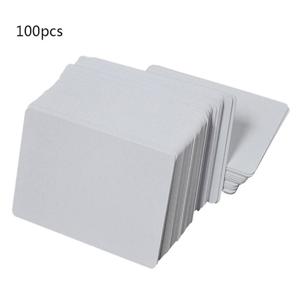 100 Premium Hvite Blanke Inkjet PVC ID-kort Plast Dobbeltsidig Utskrift Kort