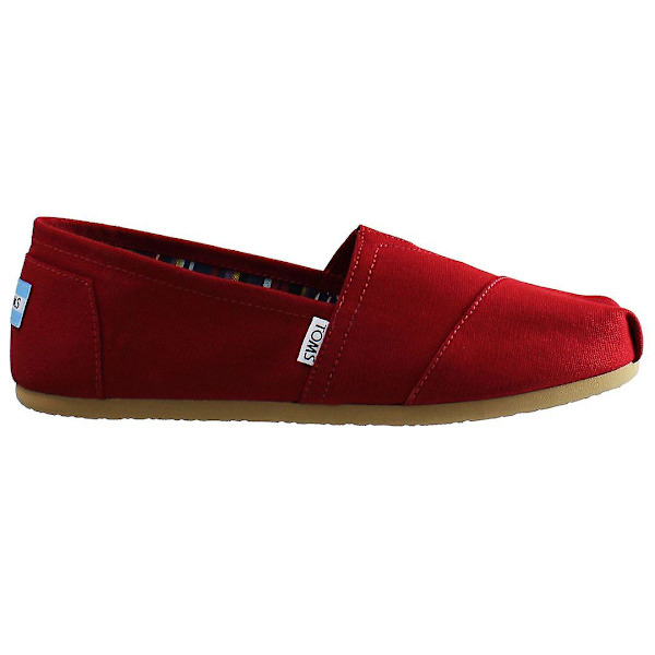 Toms Alpargatas Slip-On Punainen Canvas Naisten Plimsollit 10000874 UK 7 EU 40 US 9