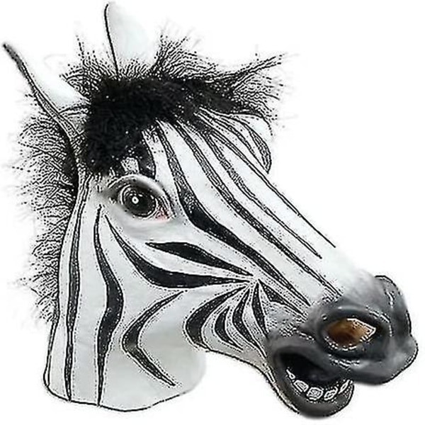 Full Head Zebra Mask Latex Animal Creepy Halloween Cosplay -juhlapuku, Kuminaamarit