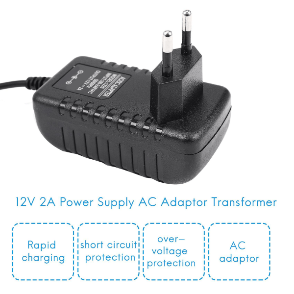 AC/DC 12V 2A 24W Strömadapter Transformator för 5050 3528 Ljus EU-kontakt