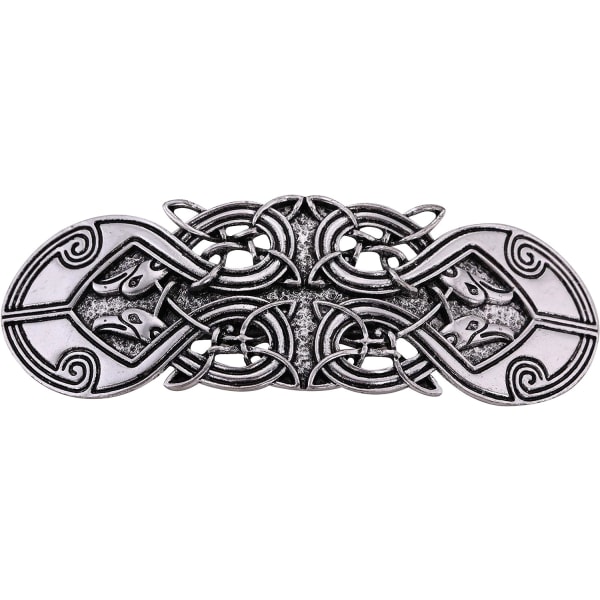 Metal Celtic hair clip retro Odin's raven hairpin handmade spring pinch hair jewelry wedding bride hair accessories women（Silver）