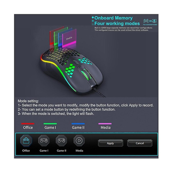 Trådbunden mekanisk spelmus USB Luminous Light Mouse 7200dpi Justerbar optisk mus för PC Comp