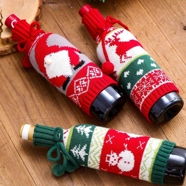 Sæt med 3 juleflaskehætter til vin