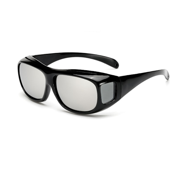 Polariserade solglasögon över glasögon runda solglasögon över Uv400 black frame white mercury
