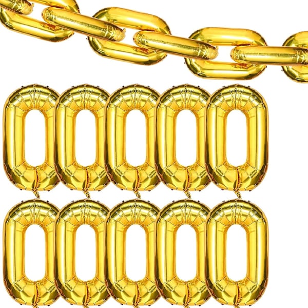 48 Stykker 16 Tommer Folie Kjedeballonger Jumbo Gull Kjedeballonger Kjedelenk Ballonger Bursdagsballonger Kjede for 80-tallet 90-tallet Hip Hop Retro Tema Bursdag