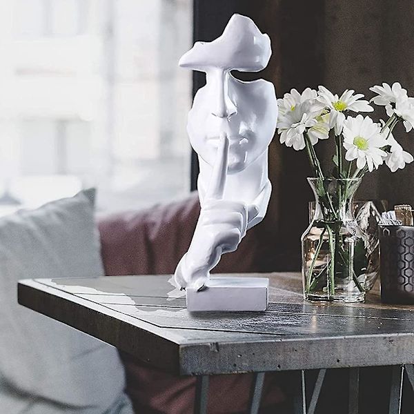Stillhet er en gylden statue tenker abstrakt skulptur, moderne harpiks hjemmedekor