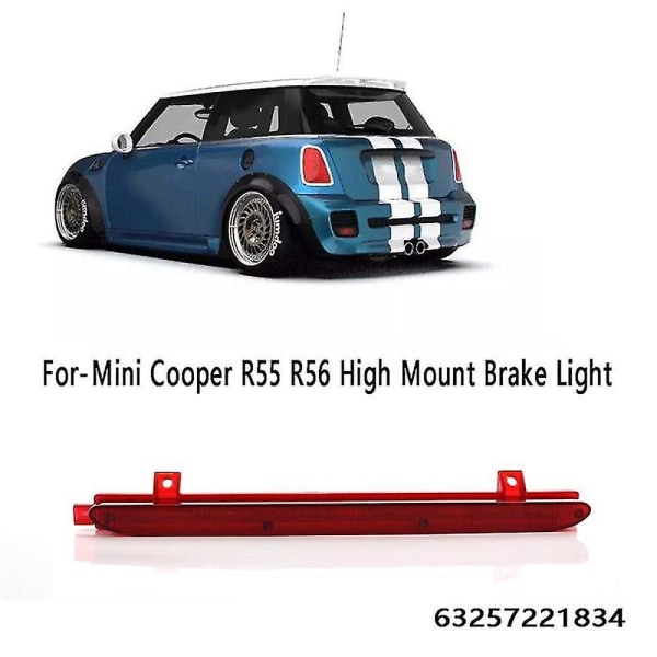För- Mini Cooper R55 R56 Bil High Mount Bromsljus Bak LED Third Brake Light 63257221834 Transpar