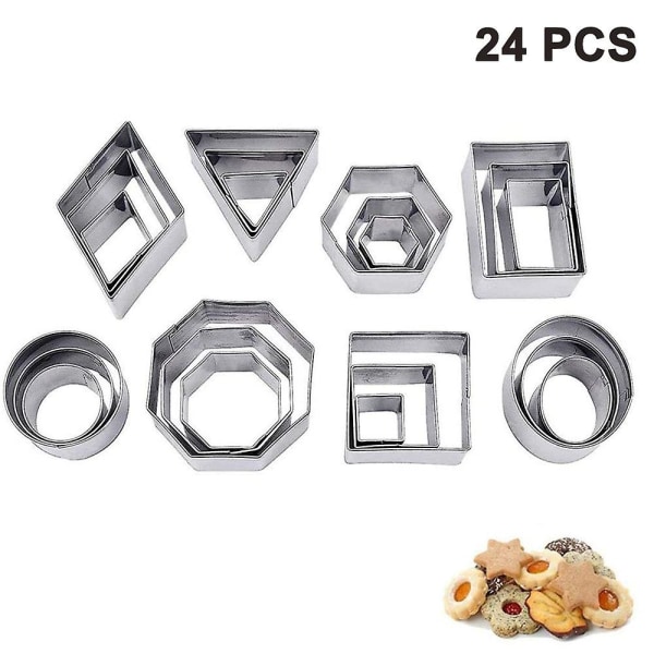 24 Pcs Mini Cookie Cutter Set,stainless Steel,for Diy Baking Fondant