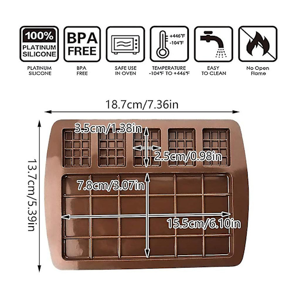 2 stk. Chokoladeforme DIY Silikone Gitter Iskubebakker Non-stick