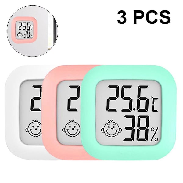 3-pack inomhus termometer, fuktighetsmätare digital hyg