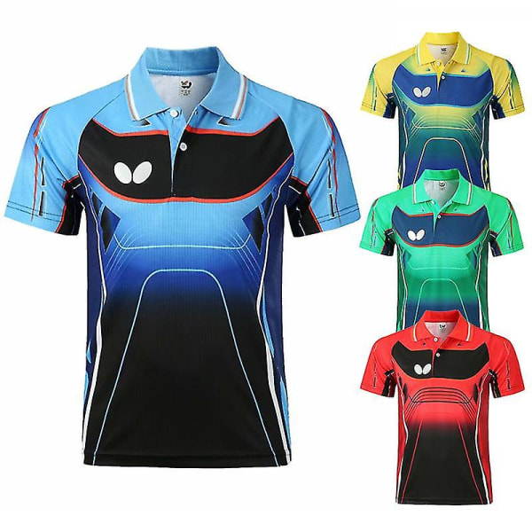 Tennis Badminton Bordtennis tröja för män och kvinnor med kort ärm sommar T-shirt blue XL(Man)