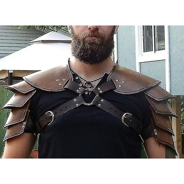 Keskiaikainen viikinkinahkainen kaksoisharso-panssari Steampunk Vintage Nahkavaljaat Retro Spartacus Warrior Gladiator Nahkapanssari Muoti Larp Cosplay A