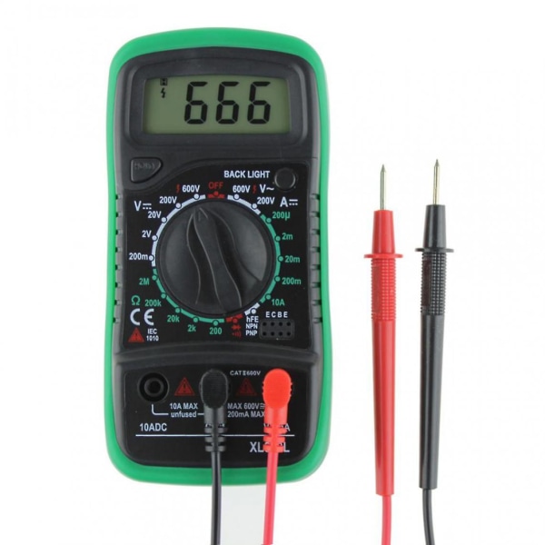 Digital LCD Multimeter Voltmeter Ammeter AC/DC/Ohm Volt Strøm Test Tester