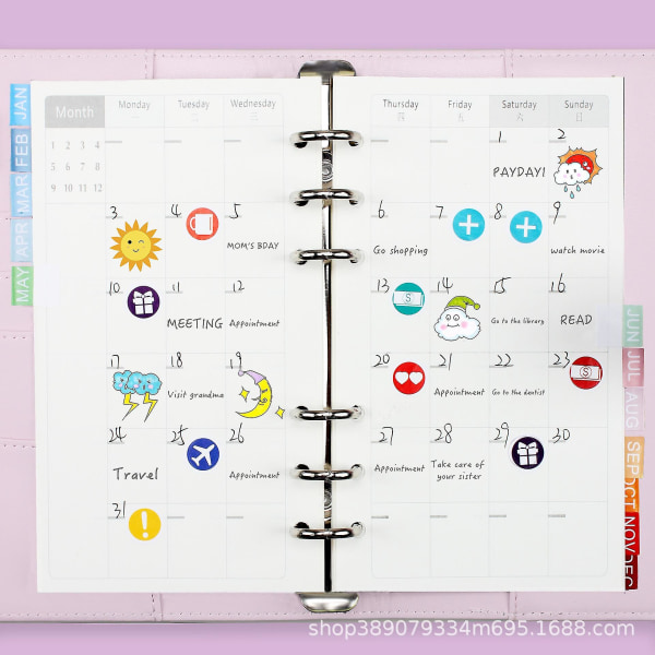 A6 Binder Budget Planner 6 Håls Anteckningsblock Mapp Purple