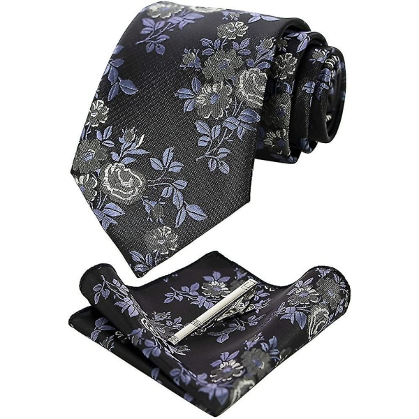 Rose broderi slips och ficka fyrkantig slips clip set för män