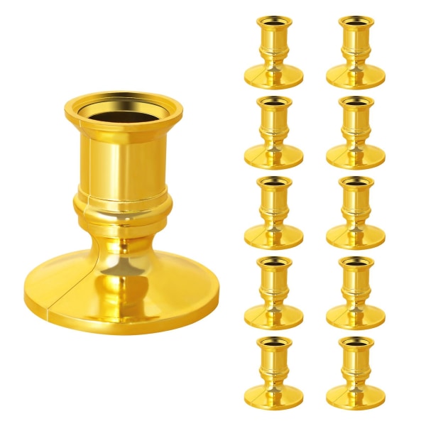 10x Guld Pelare Ljus Bas Taper Ljusstake Ljusstake Jul