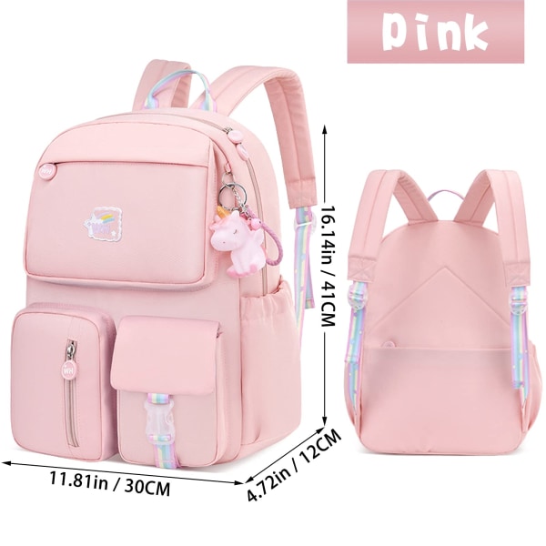 Unicorn skolerygsæk til piger, stor kapacitet grundskole rygsæk taske, afslappet børnedagstur til teen pige