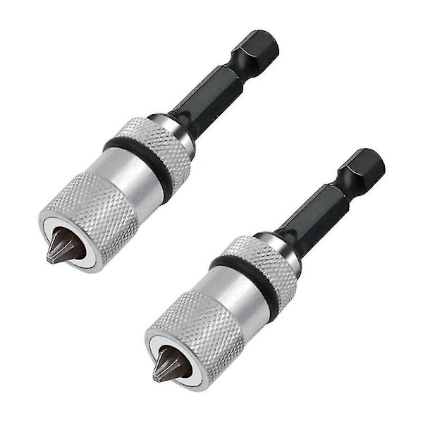 Bittholder med dybdestopp og ringmagnet, 2 stk 1/4 tommers bittholder, magnetisk bittholder med