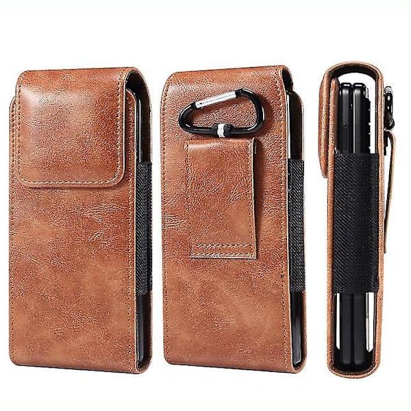 Nahkainen vyöpidike puhelimen kotelo vyötärölle ripustettava tasku kotelo yhteensopiva Samsung Galaxy Z Fold 4/z Fold 3 Brown