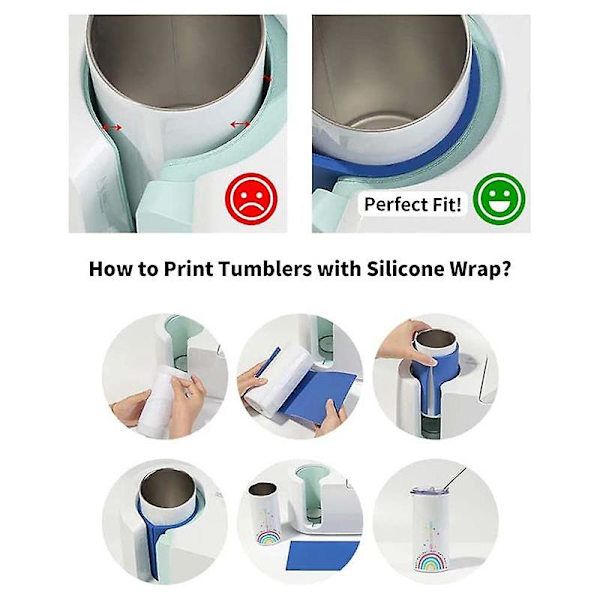 Silikoninen sublimaatiomuki Tumbler Wrap Insert Yhteensopiva mukipuristimeen Bundle Tarvikkeet, Sublimaatioon