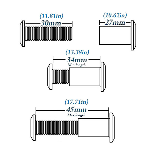 20 stk. M6 længde 30mm møbel samlingsforbindelse bolt & hætte møtrik sæt brug til seng seng barneseng bolte hex drev sokkel hætte bolte - hex sokkel skruer hoved