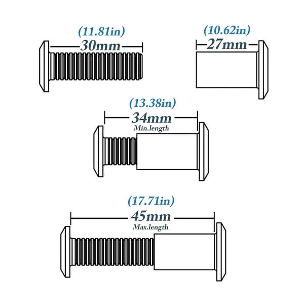 20 stk M6 Lengde 30mm Møbelskjøt Bolt & Cap Nu