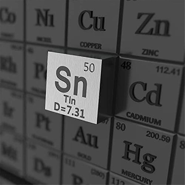 Tenn Element Sn Densitet Kub - Elements Collection Periodiska Systemet - Lab Experiment Material DIY Display, 25.4mm / 1 Tum