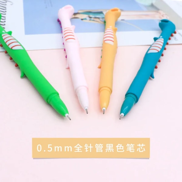 12 stk. Cartoon bløde silikone dinosaur gel pen søde Kawaii dyrepenne B